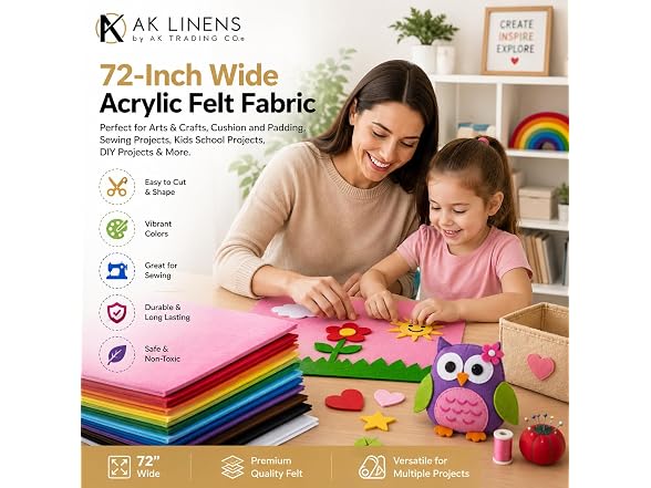 AK Trading CO. 72-Inch Wide 1/16” Thick Acrylic Felt