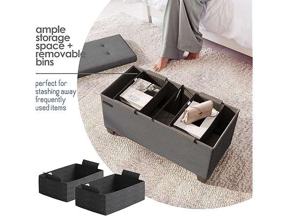 StorageBud 30" Ottoman Bench with Bins