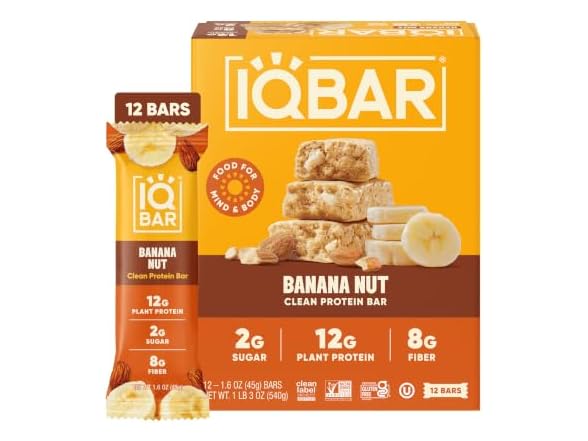 (24-Pack) IQBAR Plant Protein Bars: Banana Nut