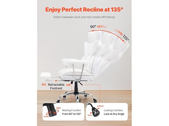 VEVOR Reclining Office Chair with