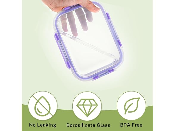 HOMBERKING 8pk Purple Glass Food Containers