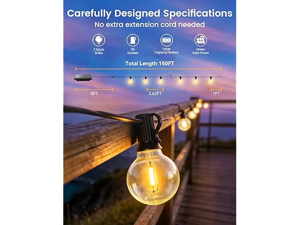 Brightever 3-Pack 150FT Solar String Lights Outdoor Waterproof