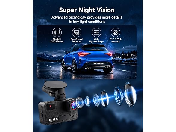 NDO Dash Cam Front and Rear, 4K 