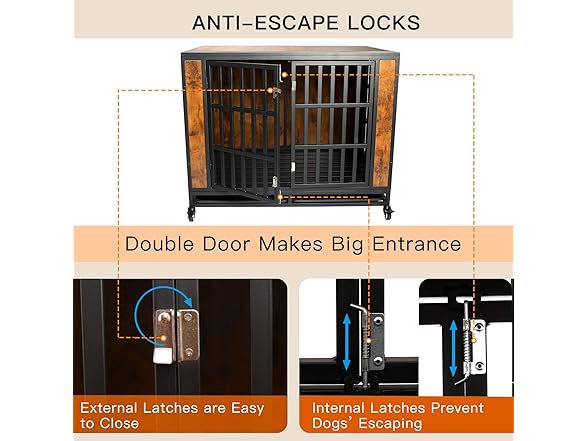 Zelecube 42" Heave Duty Dog Crate Rustic Brown
