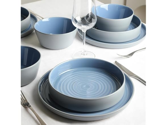 Stone Lain Elica 12Pc Dish Set Blue Grey