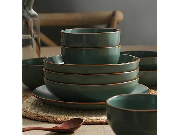 Stone Lain Brasa Stoneware 16 PC Dinnerware Set Green