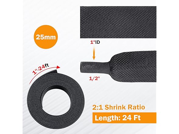 FOURUB 2:1 Heat Shrink Fabric Tubing 