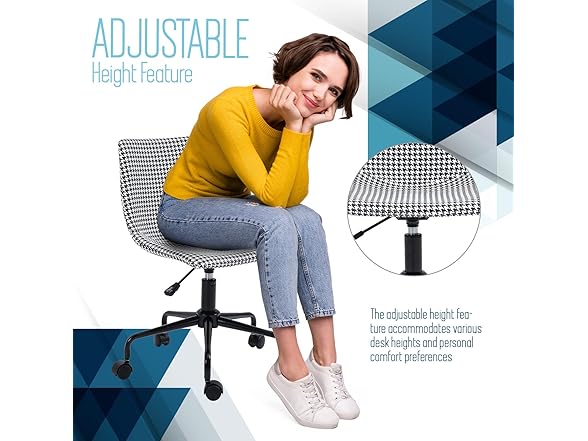 Armless Office Desk Chair in Vinyl Print