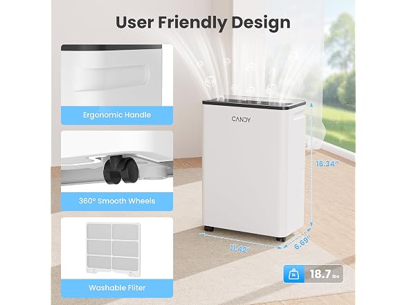 Candy 2000 Sq.Ft Dehumidifiers for Home, 34pt