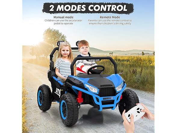 24V 2 Seater Ride On Car, XXXL Off-Road Utv for Kids Blue