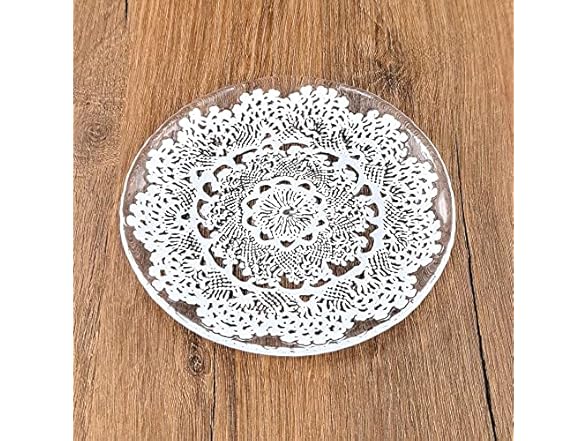 Red Pomegranate LILLE 7" Canape Plate Clear/White