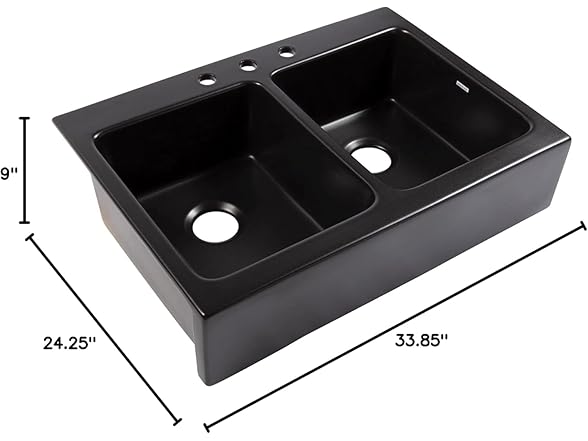 Sinkology Parker 34 Inch Black Fireclay
