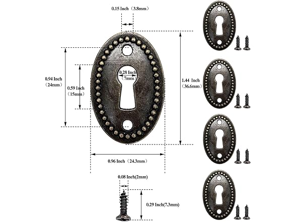 24 Keyhole Covers Zinc Alloy w/Screws