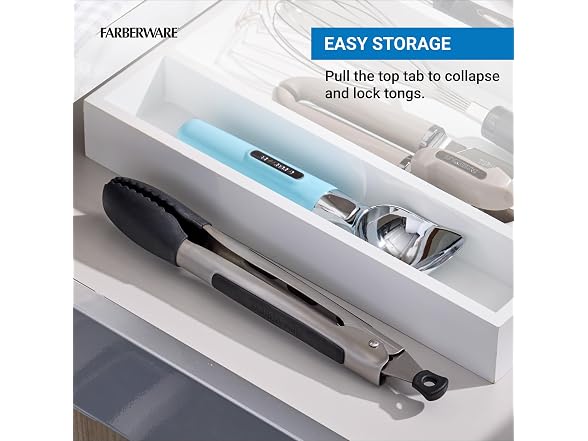 Farberware Pro 9 Inch Silicone Head Locking Kitchen Tongs 