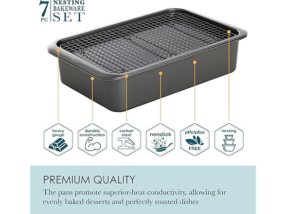 Chicago Metallic 7 Piece Nesting Bakeware Set