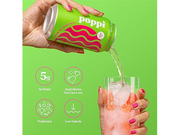 1CT Poppi Sparkling Prebiotic Soda Beverage, Watermelon