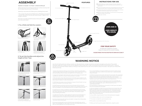 Kick Scooter for Kids Teens & Adults