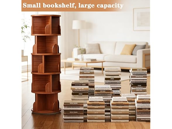Rotating Bookshelf, 5-Tier 360 Wood