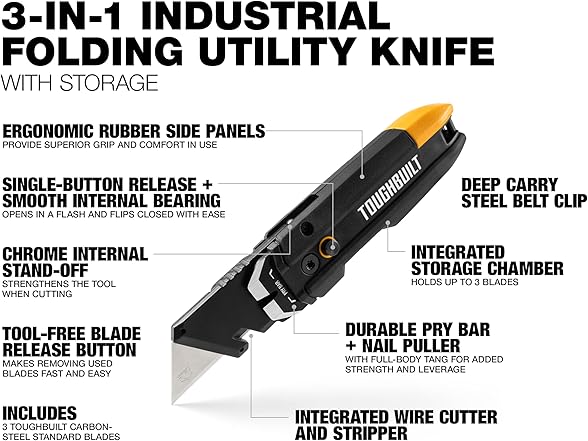 ToughBuilt TB-H4-12-IST Prybar Utility Knife with Stor