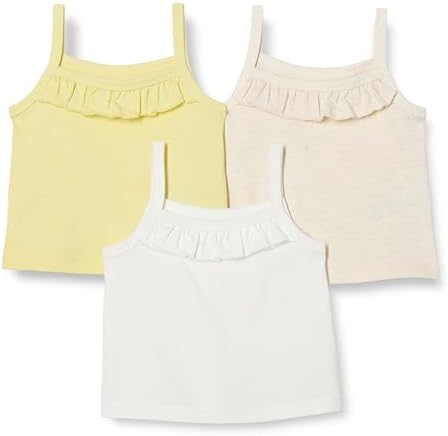 Amazon Essentials Girls' Cotton Crop Camisole, Pack of 3, Oatmeal Heather/Pastel Yellow/White, Small