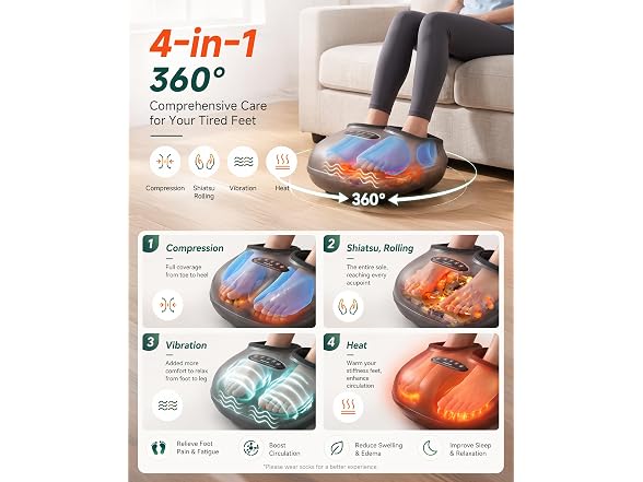 Foot Massager With Heat - Black