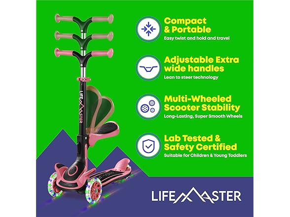 3 Wheel Scooter for Kids with Foldable Seat
