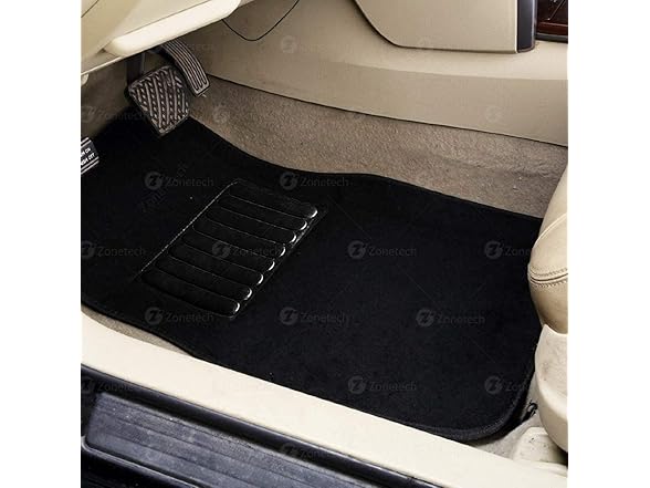 Zone Tech FM0005 4-PC Black Car Carpet Floor Mat Black