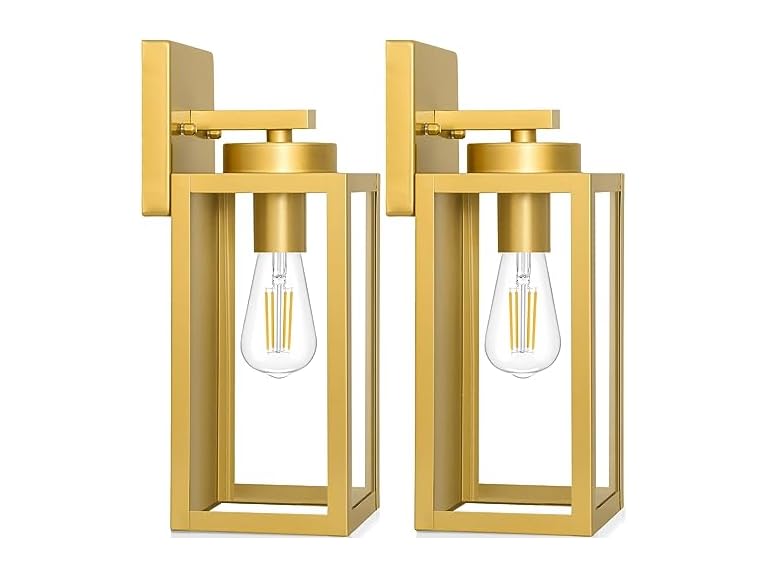 BesLowe B04013P-GDB 2-Pack Outdoor Wall Lights, Go