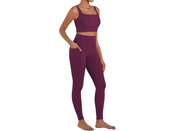 Sunzel Womens Leggings 28in L Black Cherry W/Pockets