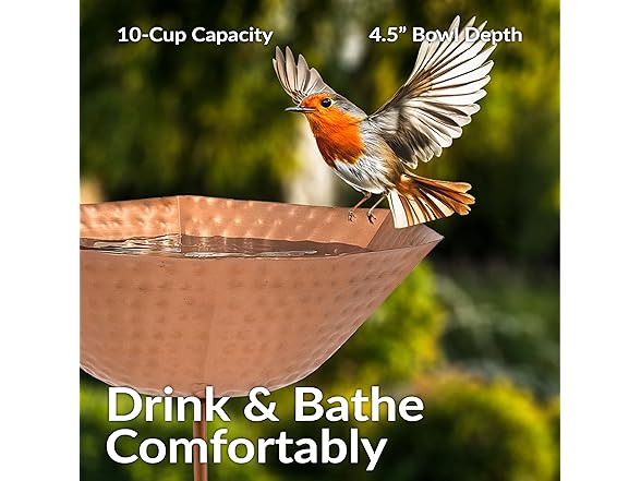 Sunnydaze Hammered Copper Bird Bath