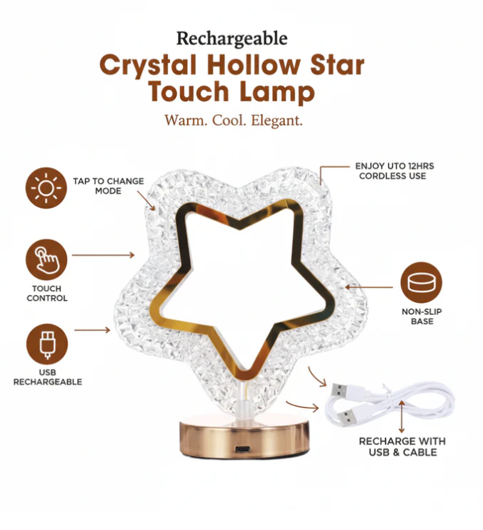 Rechargeable 3000K-7000K LED Acrylic Crystal Touch - Gallery 13