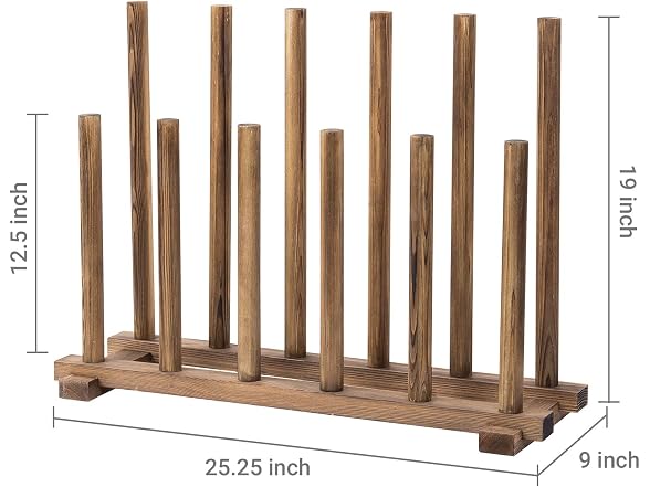 MyGift Rustic Burnt Brown Solid Wood Floor Standing Boot Holder Rack