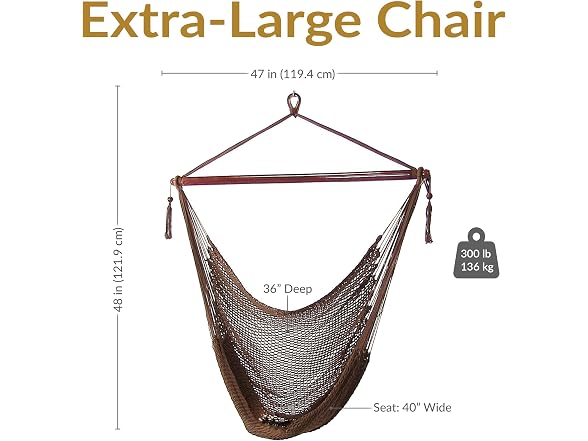 Sunnydaze Outdoor Hammock Chair Swing Mocha Brown - Gallery 6