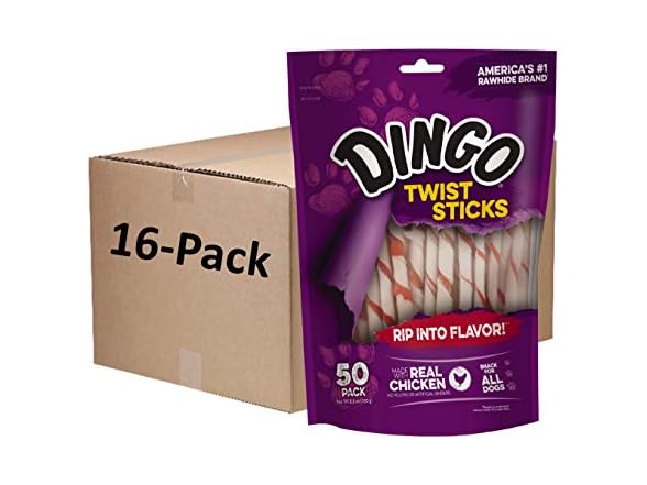 Dingo Twist Sticks 50 Count (Pack of 16)