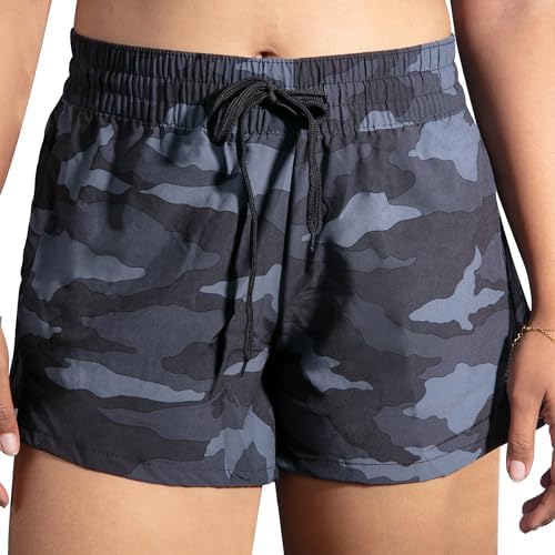 Kanu Surf Women's Standard Darren Swim UPF 50+ Quick-Dry Stretch Gym Shorts 2 Side Back Zipper Pocket, Beach Camo Black, 2