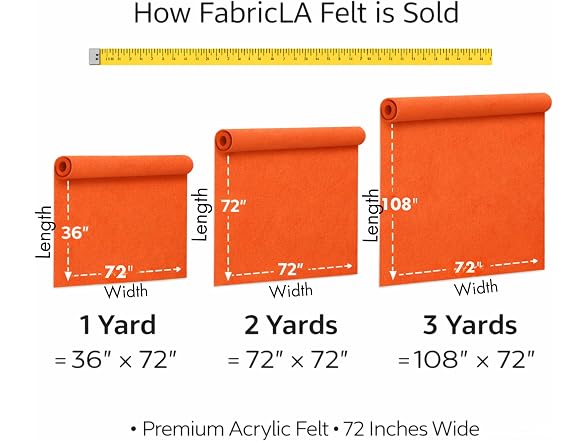 FabricLA Felt Fabric 72 Wide 1.6mm