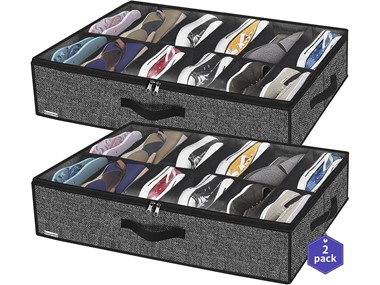 $12.99, Was $19.99, 35% Off! 2 Pack Underbed Shoe Storage Organizer dealfomo