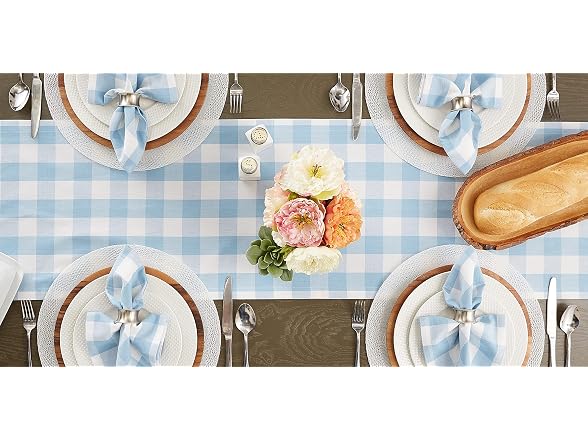 DII Buffalo Check Collection 14x108", Light Blue & White