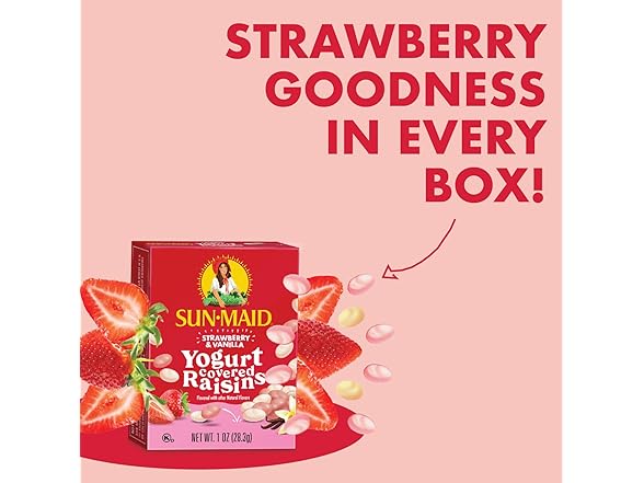 6PK Sun-Maid Strawberry & Vanilla Yogurt Coated Raisins