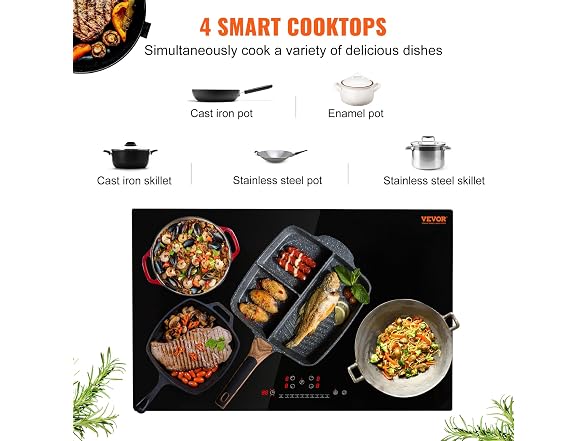 VEVOR Electric Cooktop, 4 Burners, 30''