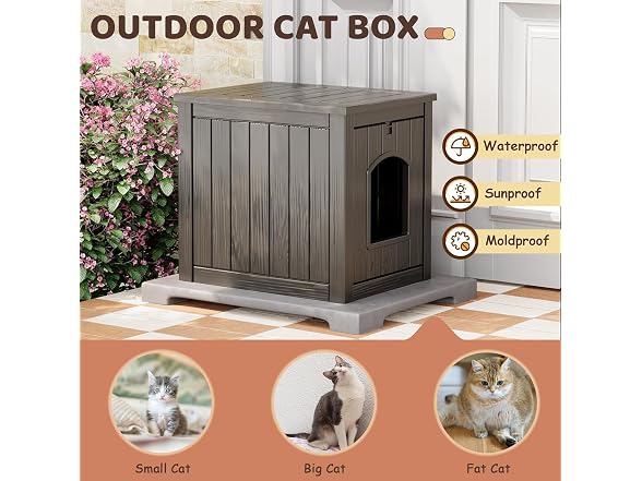 NUNU LAB Cat Litter Box Enclosure Resin Hidden Cabinet