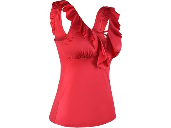 Septangle Women (10) V Neck Swimsuit Ruffled Tops