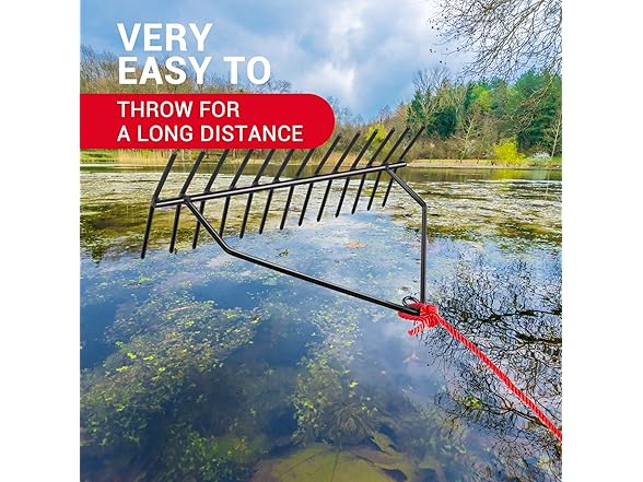YIVIKPE 16" Aquatic Weed Rake w/30ft Rope