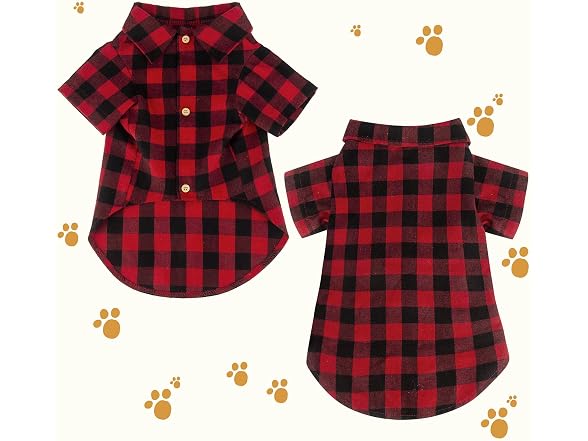 Plaid Dog Shirt Red Buffalo Dog Outfit Small
