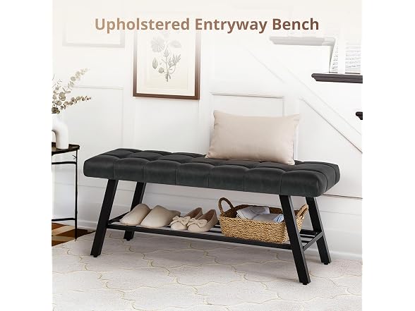 Lue Bona 45" Entryway Bench Black