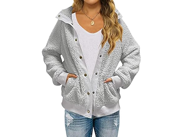 Tecrew Women (S) Winter Sherpa Fleece Button Coat