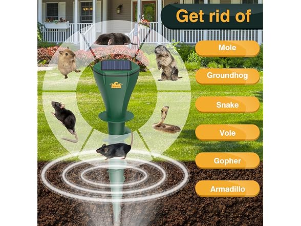 Mole Repellent for Lawns, Solar Powered