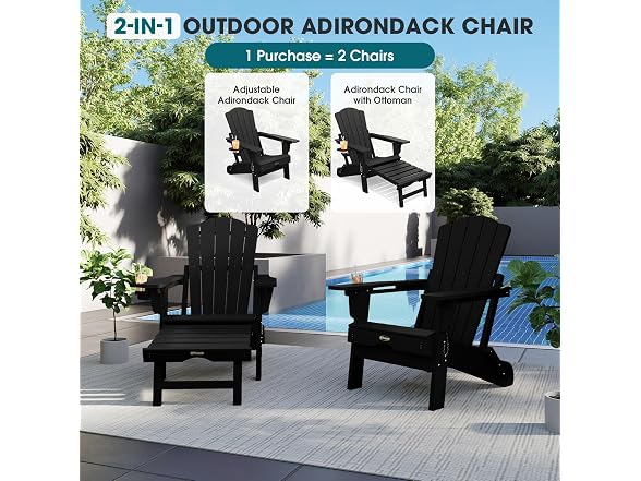 THOEOE Adirondack Chair with Footrest