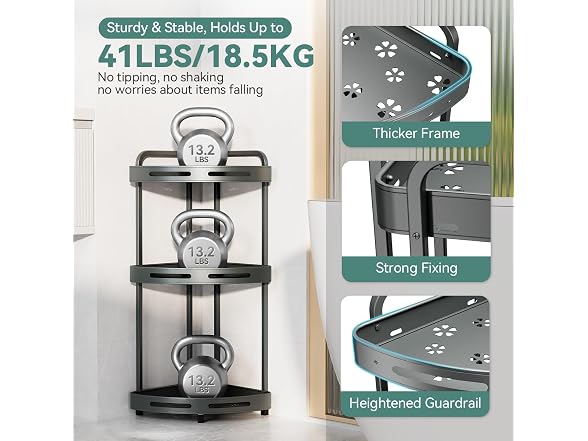 Binecer Corner Shower Caddy Standing, 3-Tier
