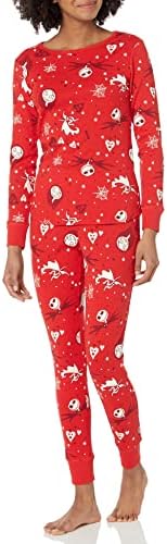 Amazon Essentials Disney | Marvel | Star Wars Women's Snug-Fit Cotton Pajama Sleepwear Sets, Nightmare Valentine - Womens Snug Fit, Medium